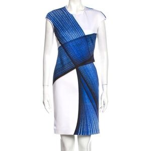 Clover Canyon Dress Blue White Small Sleeveless Cap Sleeve Stretch Small